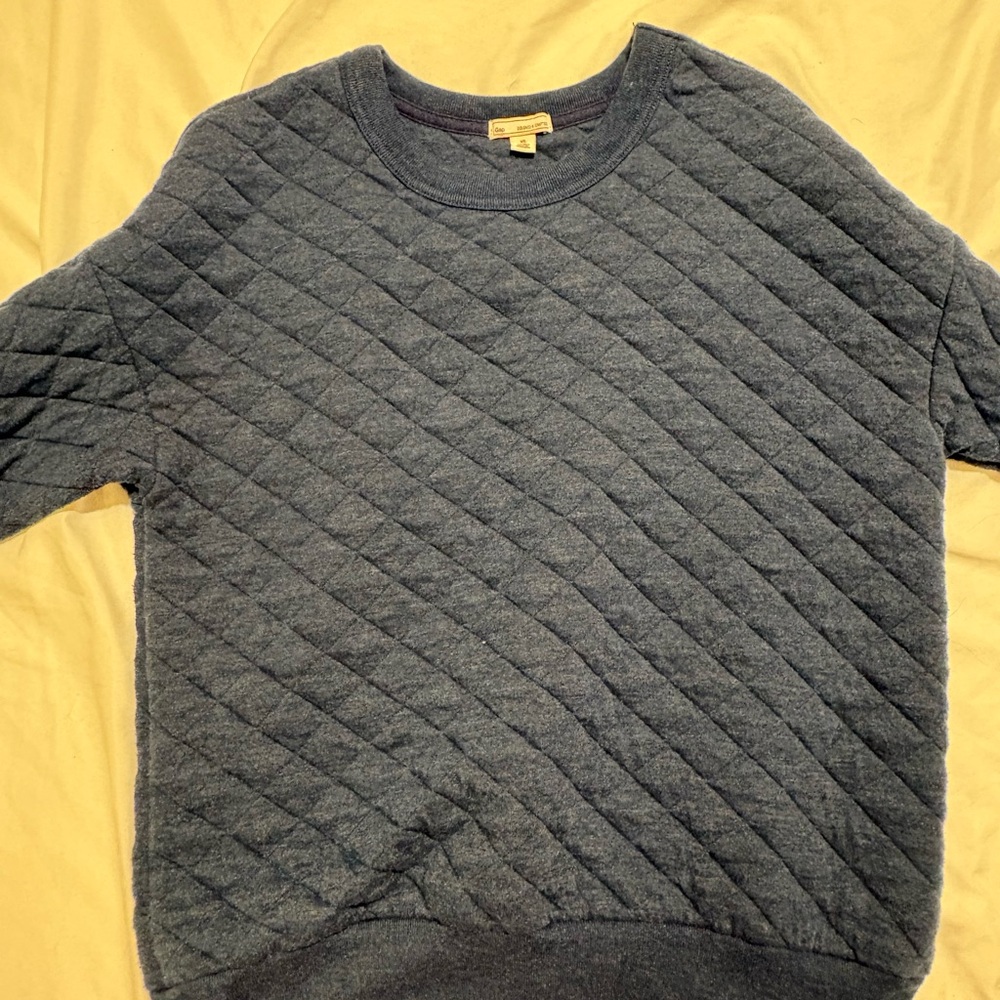 GAP Women's Quilted Crewneck Sweater - Dark Blue